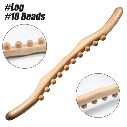 8 Beads Gua Sha Stick Wooden Body Massage Stick Handheld Abdomen Cellulite Massager For Back Relief Wood Therapy Massage Relaxed