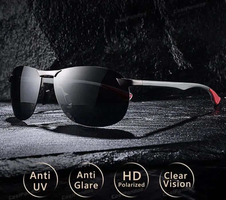 Rimless Photochromic Sunglasses Men Polarized Driving Sun Glasses