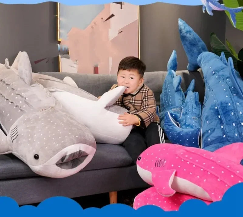 Large Whale Shark Body Pillow Long Cute Fish Stuffed Sofa Decorative Plush Body Pillow Whale Shark Back Plush Cushion Decor Gift
