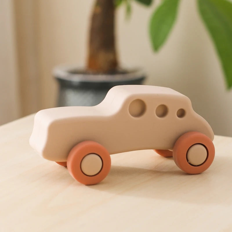 Baby Teether Toys Silicone Car Toys Baby Pushcart Bpa-free Car Airplane Cognitive Silicone Model Baby Room Decoration Baby Gift