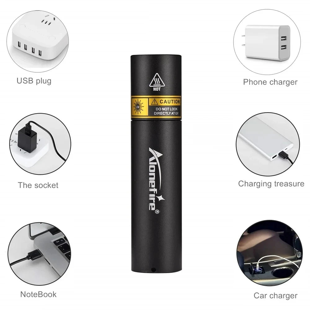 365nm UV Rechargeable Blacklight Flashlight For Detection