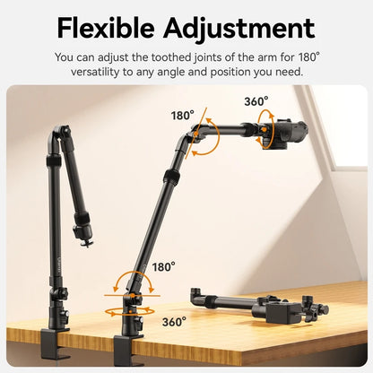 Camera Desk Setup Stand Adjustable Desk Mount with Holding Arm Max Load 2KG for Mirrorless Camera Microphone