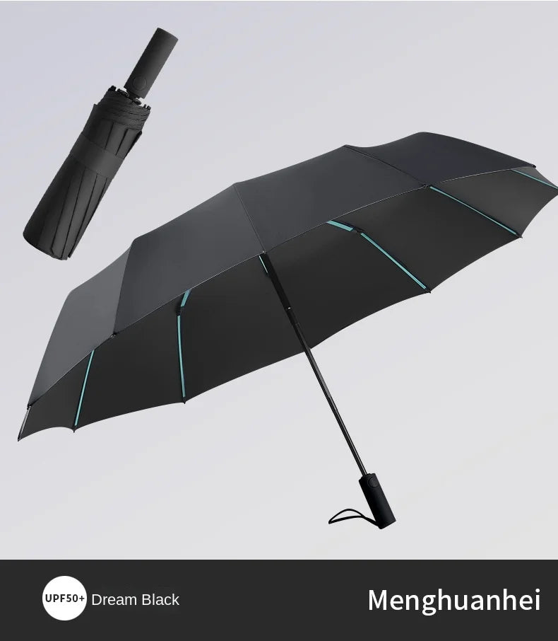 60 Rib Reinforced Large Folding Umbrella Thick Fabric Windproof Sun Rain Protection Travel Business Umbrella