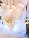 Macrame  Double Hammock Bohemian Woven Fringe Tassels Canvas Large Hanging Swing Bed Chair for Beach Yard Bedroom Patio Porch