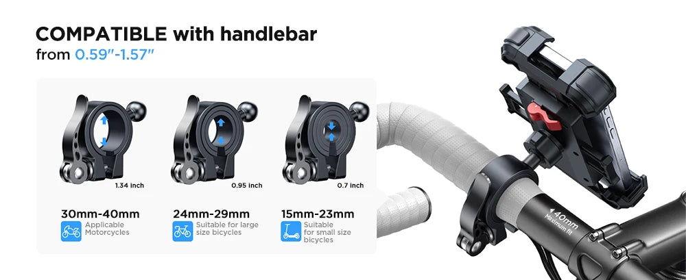 Motorcycle Phone Mount Upgrade Bike Phone Holder Ultra-Stable Bicycle Phone Mount Handlebar Cell Phone Clamp for Scooter