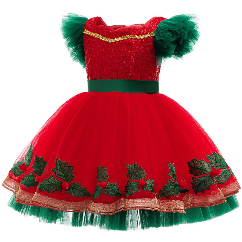 New Color Block Princess Dress - Preteen Lace Paneled Tutu for Christmas Performances | Girls Party Gown