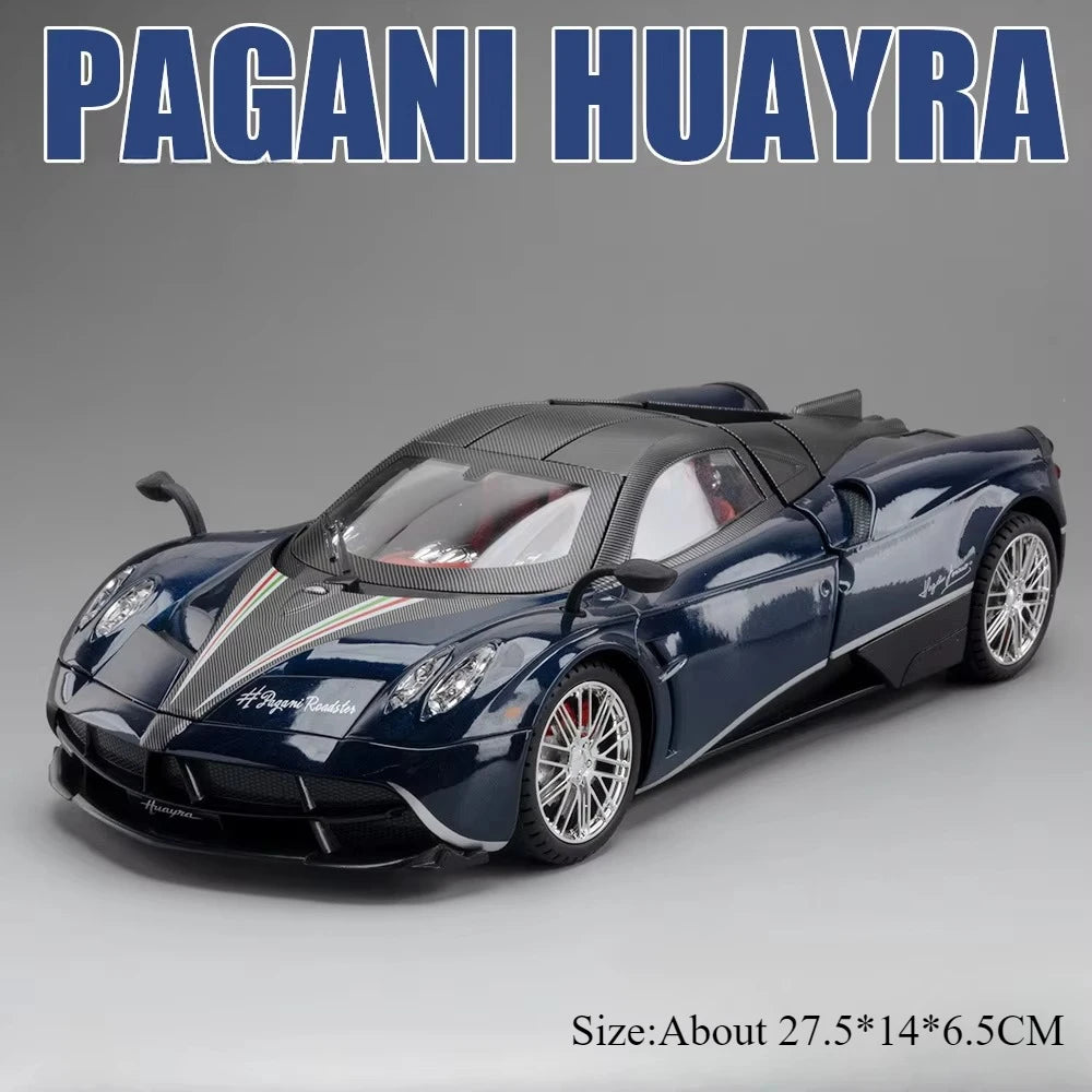 1:18 918 Spyder Martini Pagani Huayra Diecast Alloy Model Toys Car Doors Opened with Sound Light Miniature Vehice Adult Boy Gift