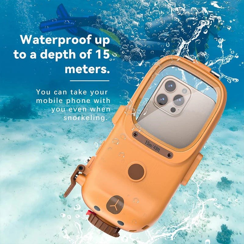 latest upgrade IP68 standard 15M/50ft diving swimming photography professional waterproof Bluetooth phone case