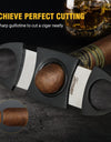 Cigar Cutter with Leather Case for Men, Stainless Steel, Double Cut Blade Guillotine, Cigar Accessories