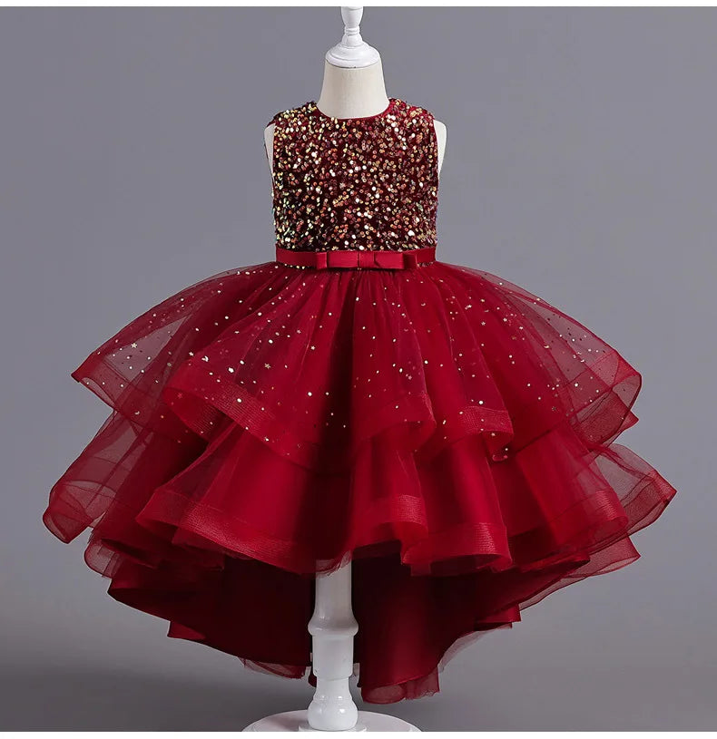 Sleeveless Ball Gown with Train Pageant and Recital Dress