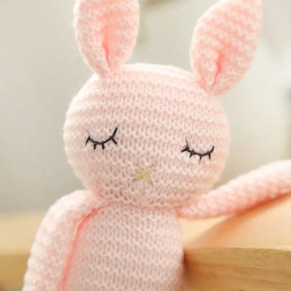 Rabbit Stuffed Plush Toys Baby Cute Bunny Dolls Toy Knitted Bunny Plush Toy Baby Soothing Sleeping Crochet Doll Handmade Figure