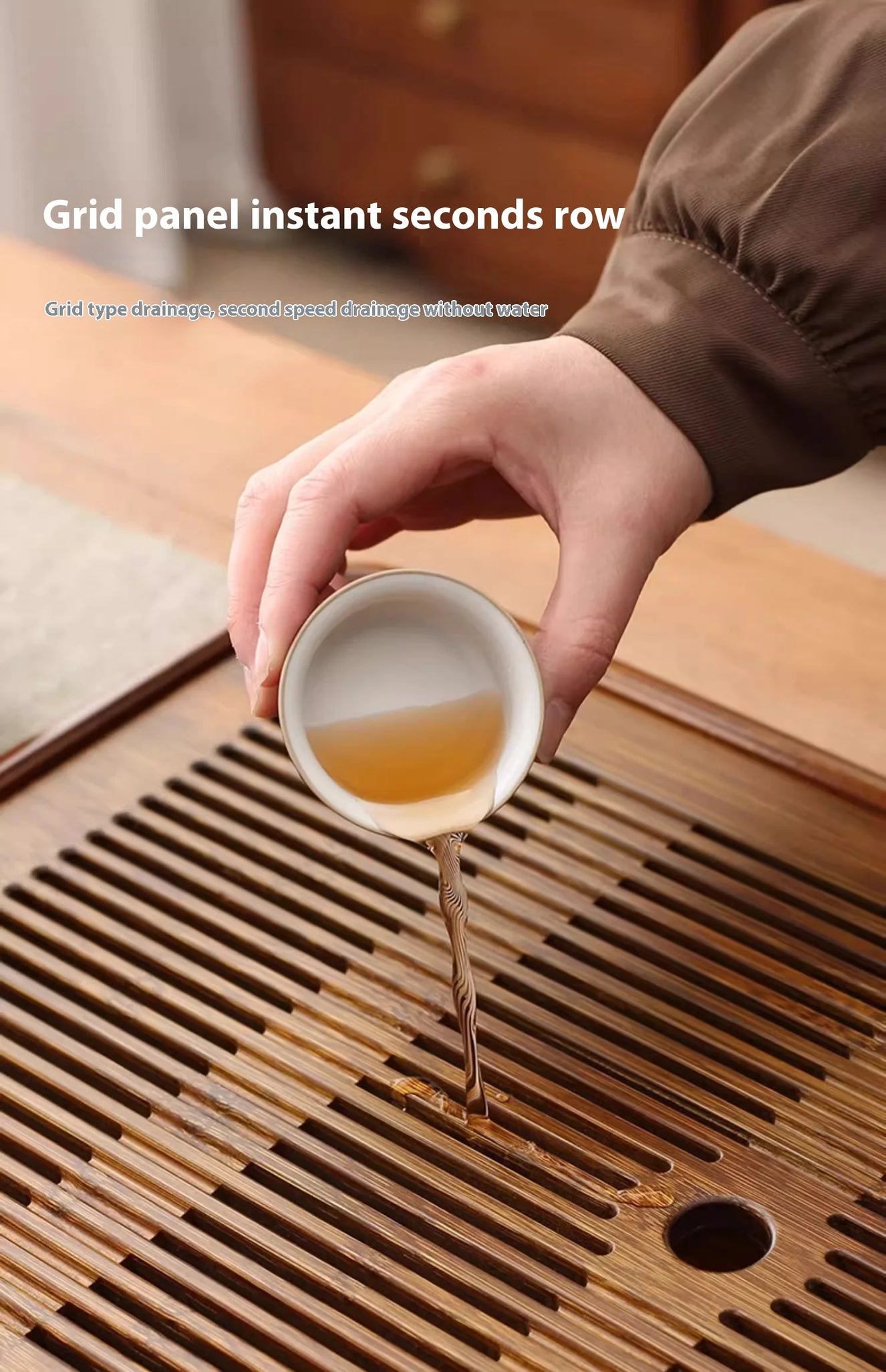 Tea Tray Home Small Solid Wood Pear Wood Dry Soaking Platform Water Storage Tea Set Tea Tray Wooden Tray