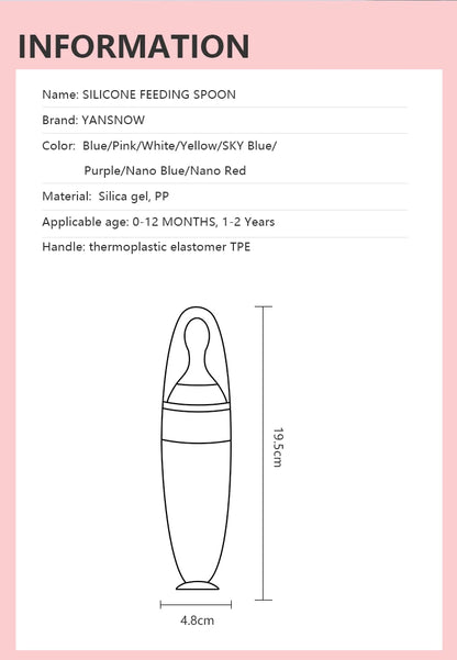 Baby Silicone Feeding Spoon Newborn Rice Cereal Bottle Feeder Scientific Feeding Safe Feeding Infant Iteims Baby Tableware 90ML