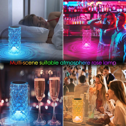 LED Round Crystal Table Lamp Touch Remote Control RGB Romantic Rose Color Changing