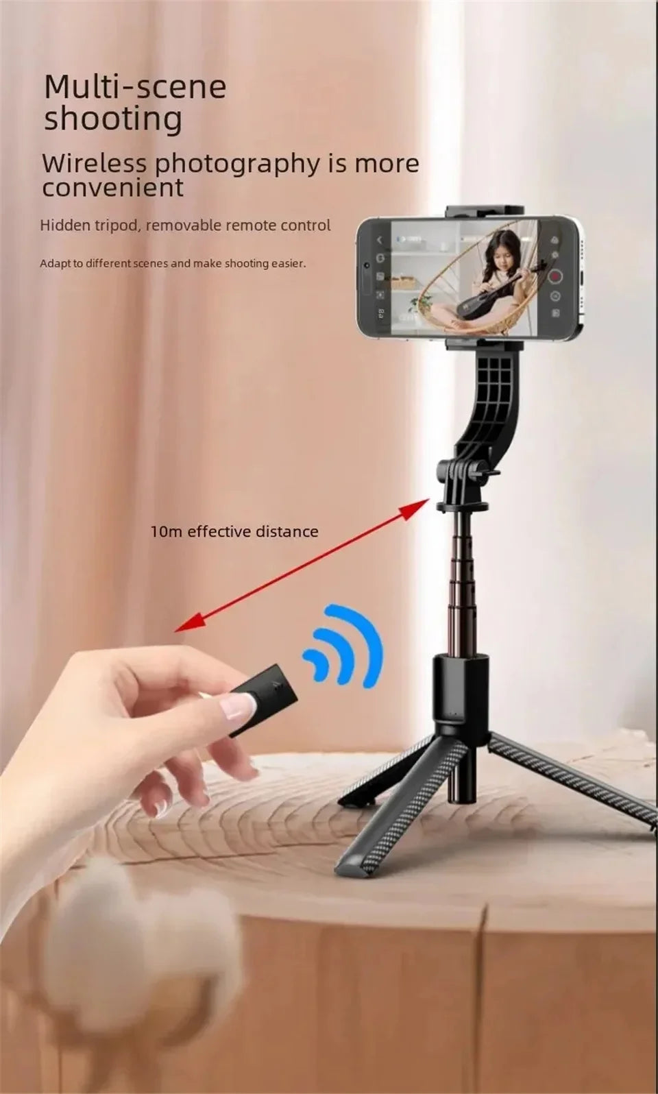 Bluetooth Handheld Gimbal Stabilizer Mobile Phone Selfie Stick Aluminum Alloy Adjustable Tripod for Smartphone Live