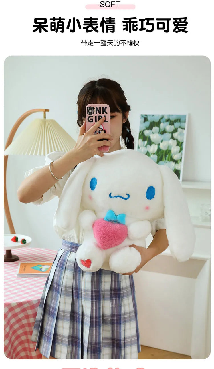 Sanrio Kawaii Kuromi My Melody Cinnamoroll Plush Toy Stuffed Doll for Kids Birthday Xmas Gift Large Cute Pillow for Sleeping