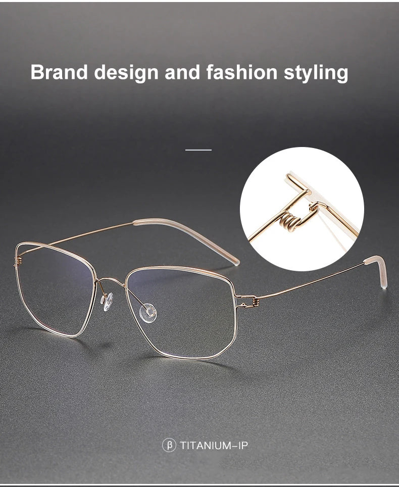 Irregular Polygon Titanium Screwless Eyeglasses Frame