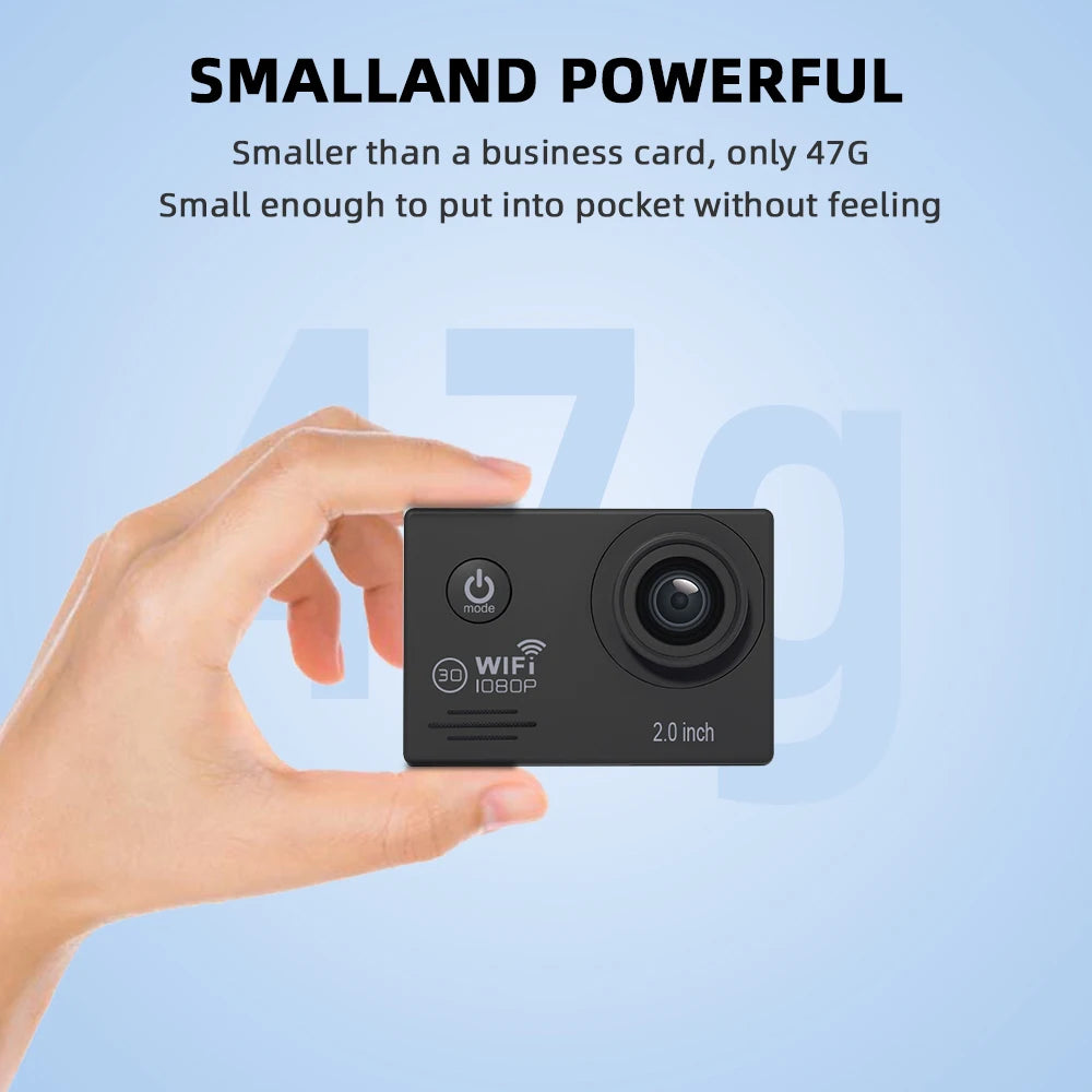 Action Camera 1080P/30FPS WiFi Bicycle Mini Camera 140° Wide-angle  Underwater Waterproof Cameras Outdoor Sports Video Recording