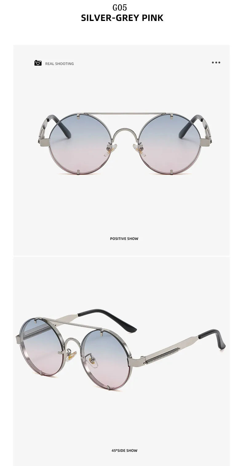 Round Steampunk Sunglasses With UV400 Protection