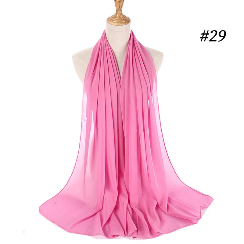 Muslim Chiffon Hijab Women Bubble Chiffon Scarf For Women Ladies Veil Muslim Islam Solid Color Malaysia Wrap Scarves