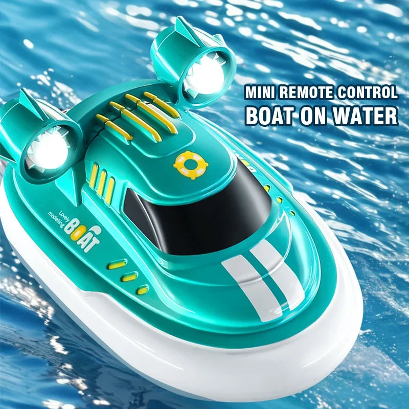 Mini Rc Boat 1/32 Radio Remote Controlled High Speed Ship with Led Light Palm Boat Summer Water Toy Pool Toys Models Gifts