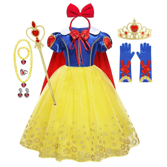 Snow White Princess Dress Mesh Clothes Vestidos Kids Christmas Halloween Carnival Cosplay Costume