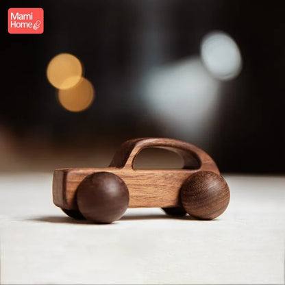 Wooden Baby Dragging Stars Moon Surround Car Beech Baby Toys Car Montessori Toys Hand Coordination Toy Handmade Decoration Gifts