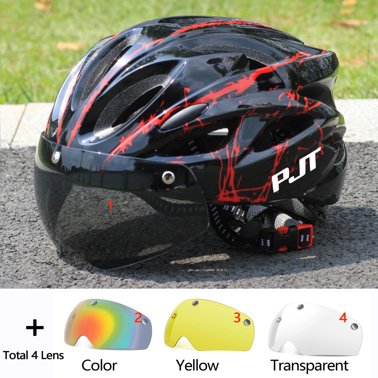 Lightweight Cycling Helmet With Magnetic Goggles And Adjustable Fit