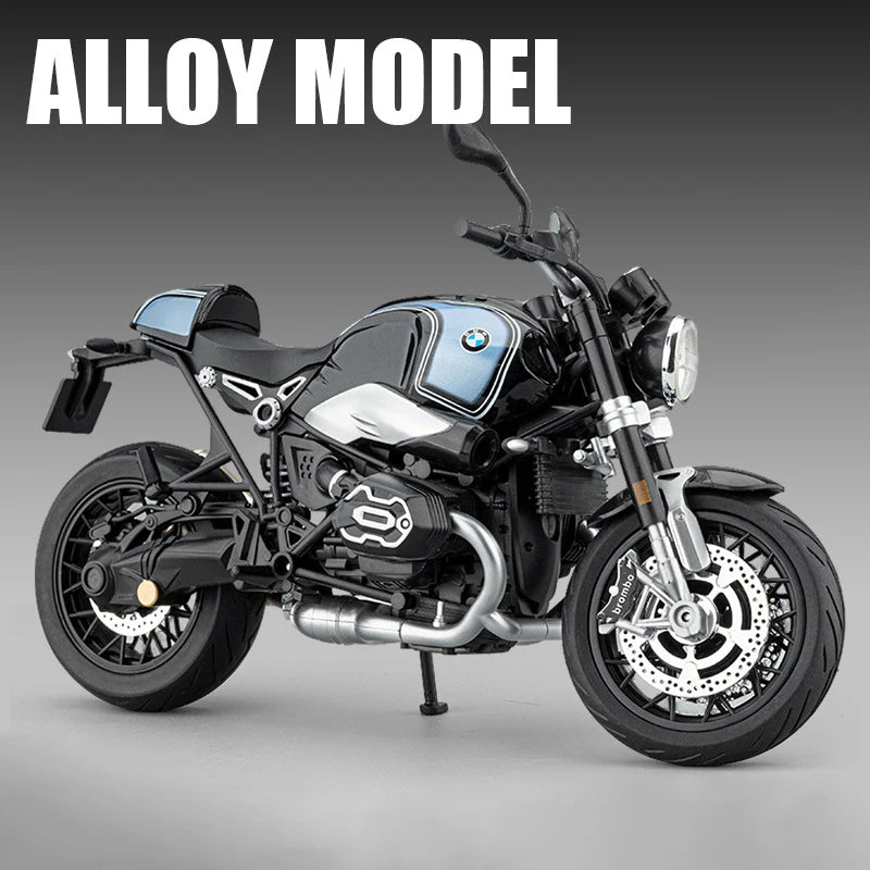 Diecast BMW R Nine T Retro Motorcycle Model 1 to 9 Scale