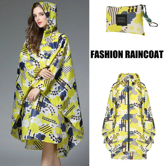 Lightweight Breathable Waterproof Rain Poncho with Belt and Storage Bag