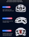 Bicycle Light Helmet Type-C Rechargeable Front + Rear Light Warning Bike Helmet Head Safety MTB Road Cycling Helmet