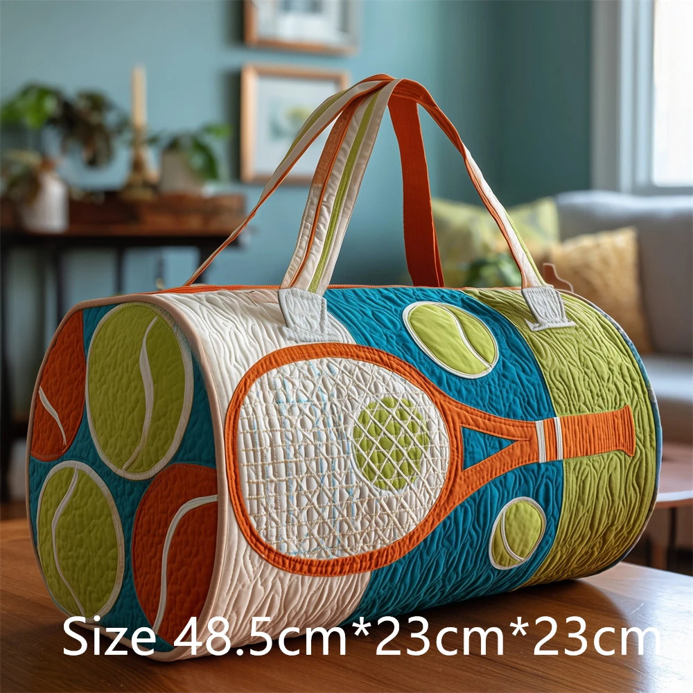 Tennis Racket 3D Printed Quilted Duffel Bag Large Capacity Sports Travel Gym Bag Fashion Weekender Overnight Bag for Men Women