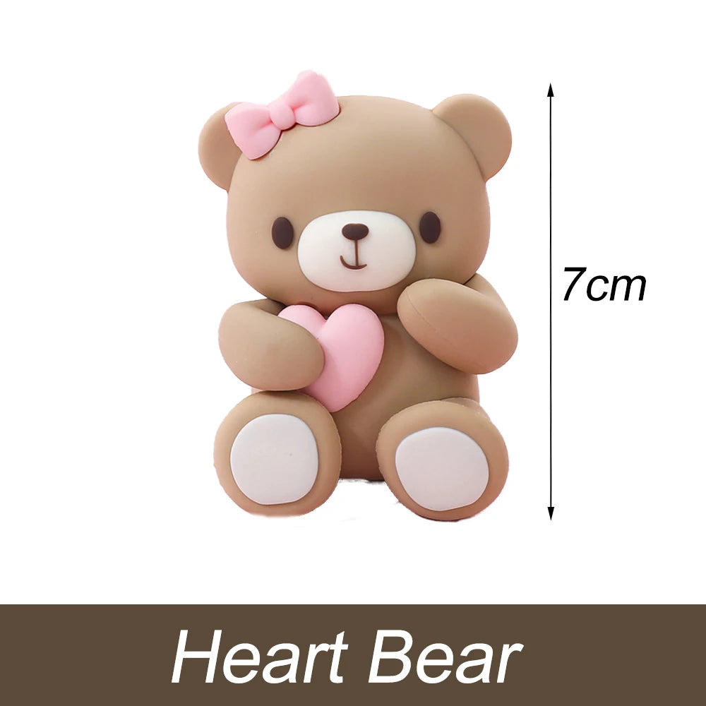 1 Set Brown Bear Cake Toppers  2-4cm White Balls Boho Teddy Bear Cake Topper for Birthday  Shower Cupcake Cake Decoration