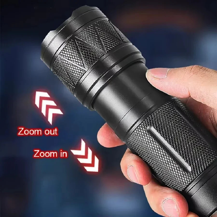 Ultra Bright LED Flashlight 12000mAh Rechargeable Zoomable Tactical Torch IPX6 Waterproof Power Bank