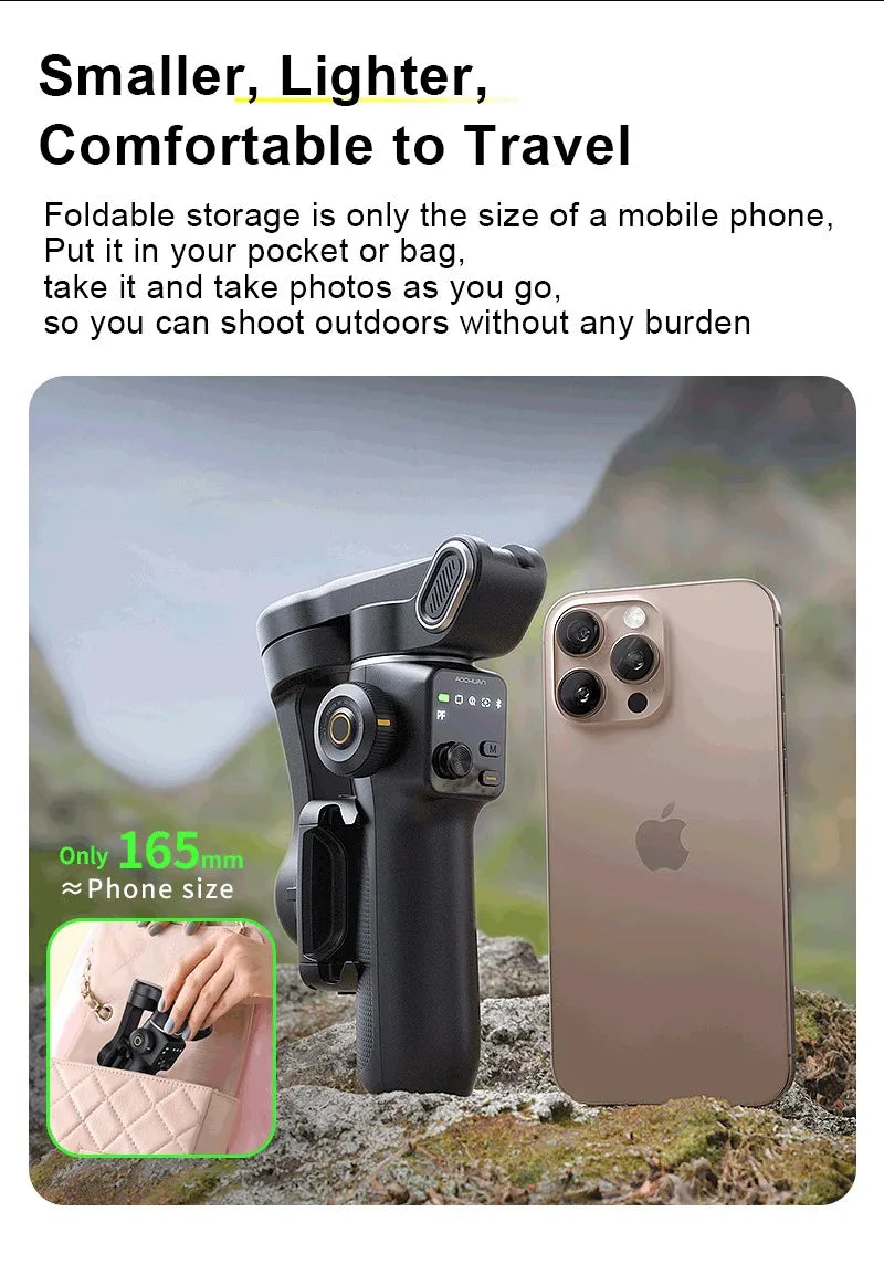 3-Axis Handheld Gimbal Phone Stabilizer with Extension Rod  8.0 Anti Shake Face Tracking for Phone Outdoor Shooting Vlog