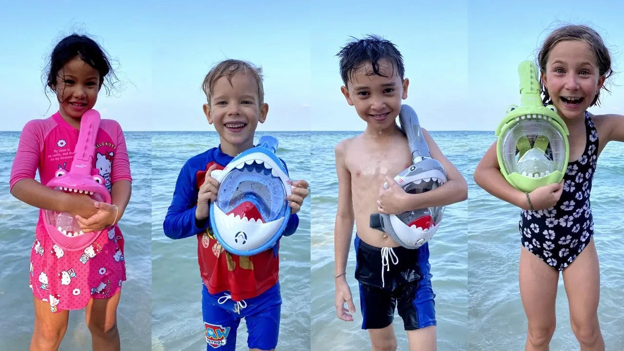 Cartoon Diving Mask Swimming Full Face Snorkeling Mask Boys Girls Underwater Scuba Anti Fog Snorkel Set Equipment