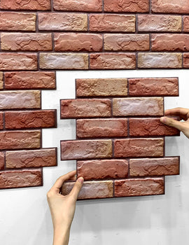 1pc 3D Faux Brick Peel and Stick Wall Panel Red Self Adhesive Kitchen Tile Backsplash Thicker Waterproof Wall Sticker