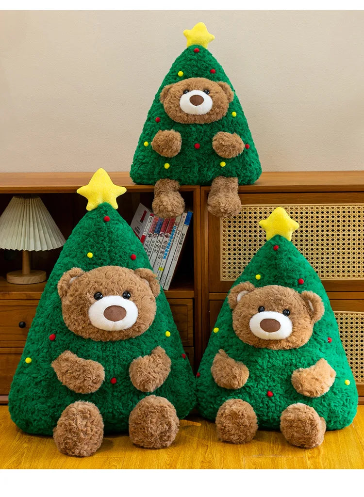 Cute Christmas Bear Plush Stuffed Doll Pillow Toy