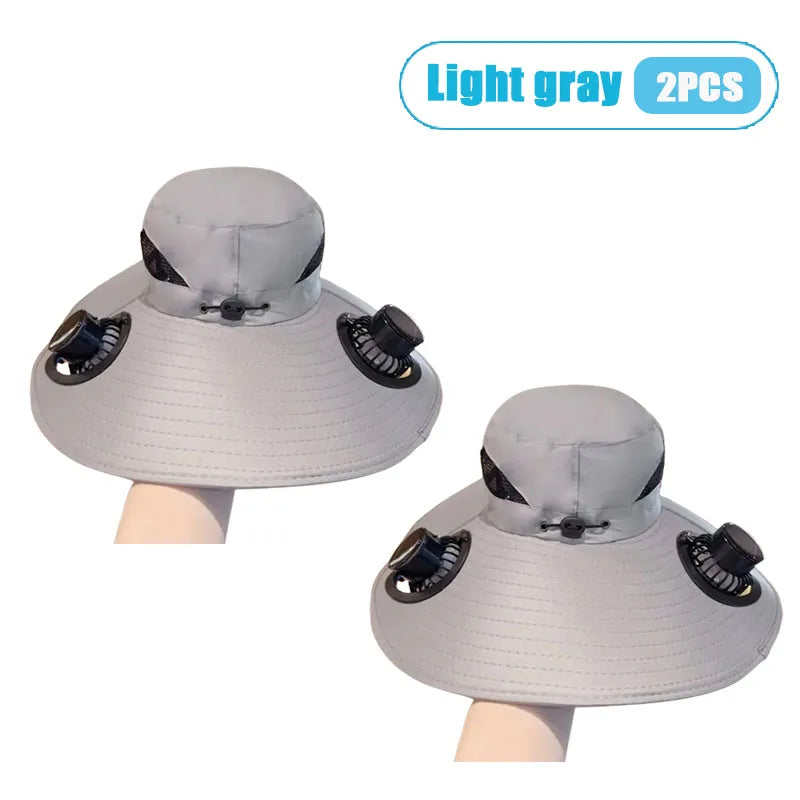 Solar Fan Sun Hat With Dual Fans And USB Charging