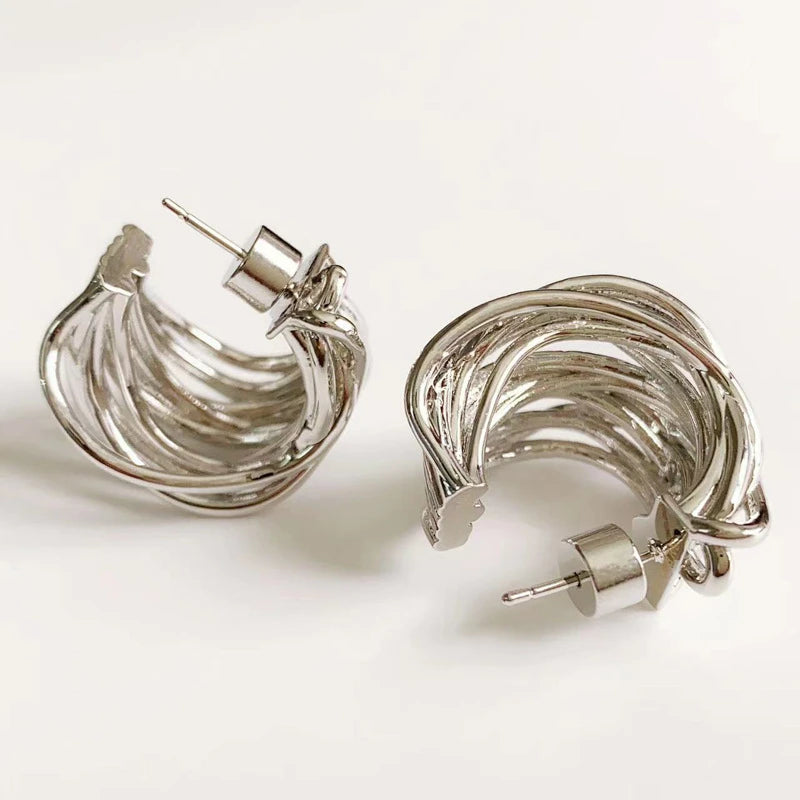 Jewelry Metallic Multi Wire Hoop Earrings For Women Trend New Accessories