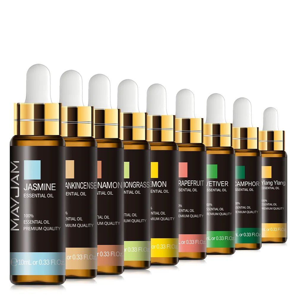 10ML Basil Camphor Pure Essential Oil Body Massage Pepper Fennel Cajeput Sage Ginger Myrrh Pine Needles Thyme Vetiver Aroma Oil