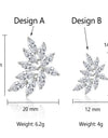 Leaf Cubic Zircon Stud Earrings for Women Shinny Sliver Color Crystal Flower Earring