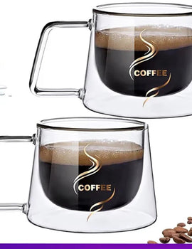 200ml Double Wall Glass Coffee Mug Heat-resistant Espresso Cup Thermo Insulated Cup For Latte Cappuccino Tea Drinkware Set