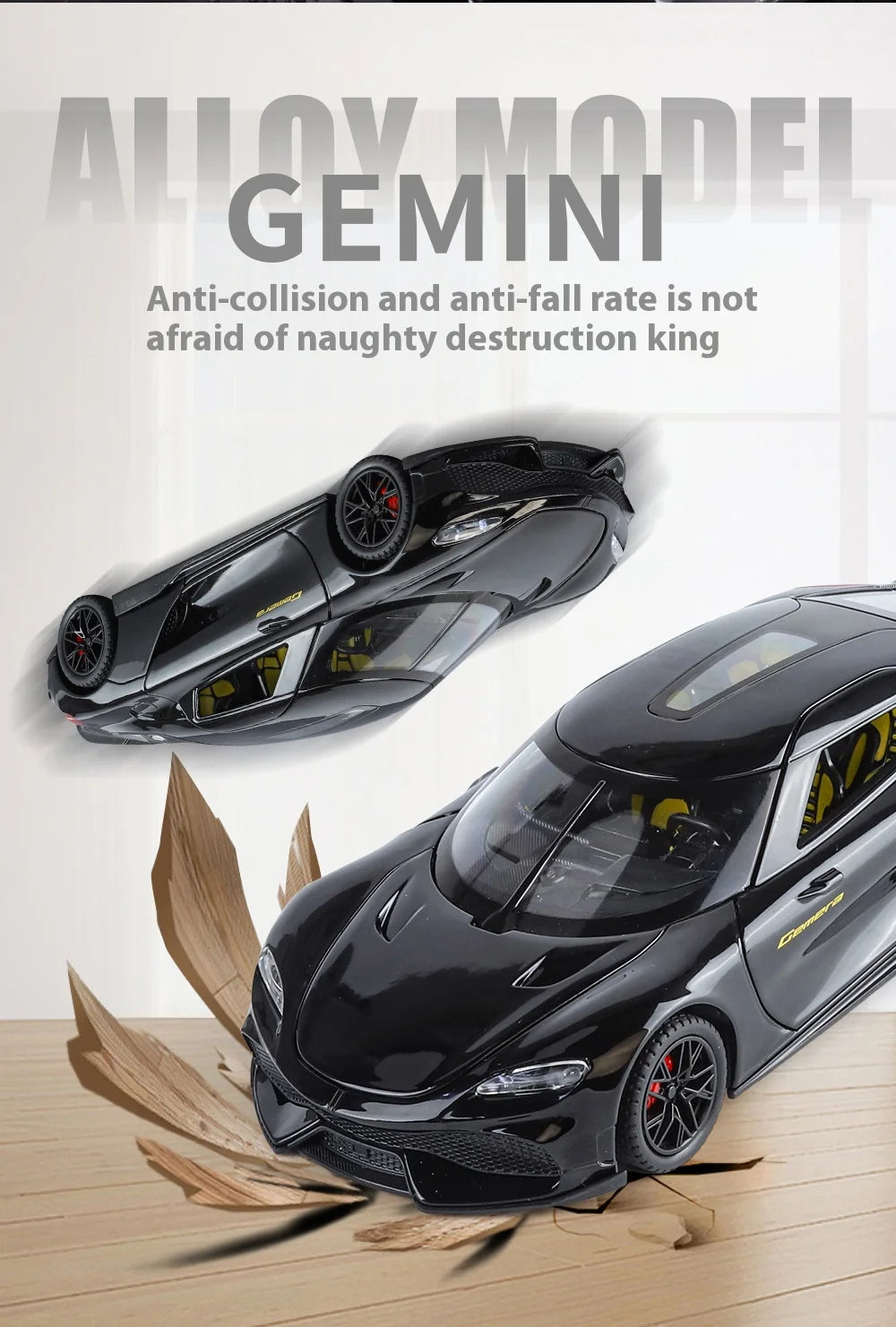 1:24 Gemera GT Sports Car Alloy Diecast Metal Model Sound Light Pull Back Toy Boys Simulation Car Model Ornament Present