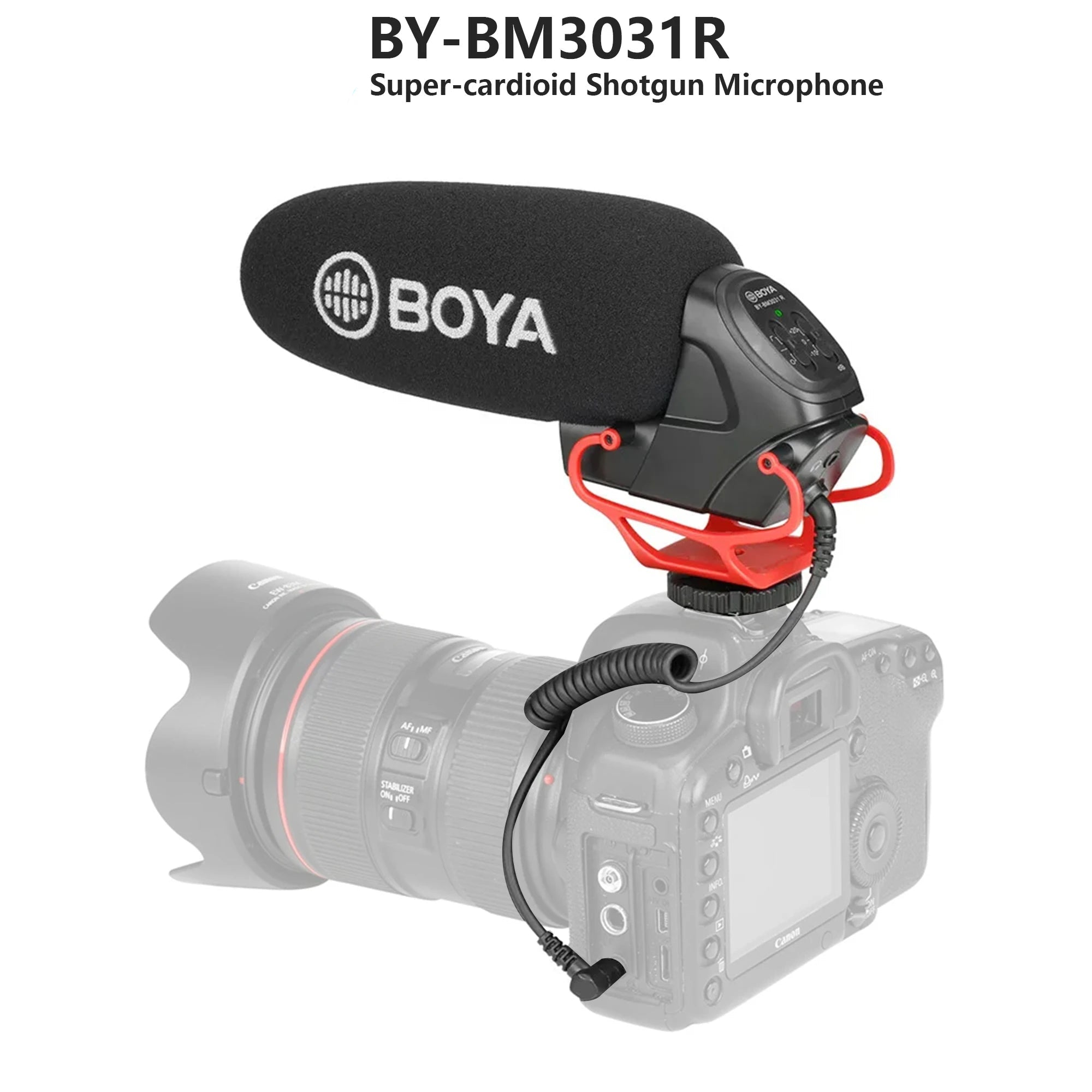 BY-BM3031R Super-cardioid Condenser Shotgun Microphone for DSLR Camcorders Audio Recorders Streaming Youtube Recording Vlog
