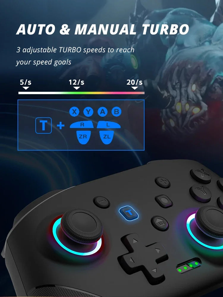 Wireless Pro Controller for Nintendo Switch / Switch Lite / OLED – 1000mAh Battery with Programmable Turbo Function