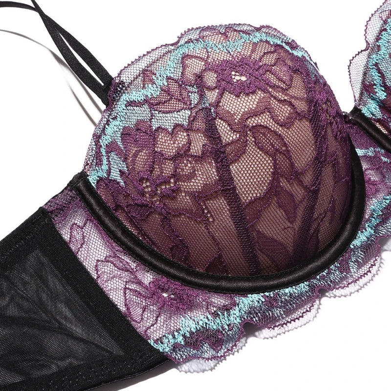 Womens Lace Underwire Minimizer Bra and Brief Set
