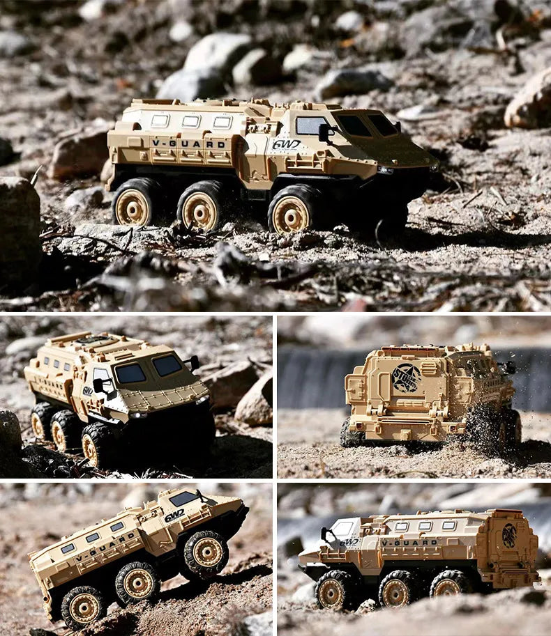 6WD Armored RC Car Simulation Military Transport Truck 360° Stunt High-speed Climbing 2.4G Remote Control Model Boy Toy