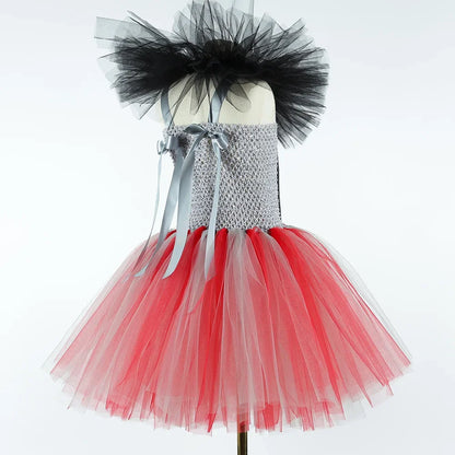 Scary Clown Costume for Girls Horror Halloween Tutu Dress Outfit Creepy Killer Clowns Costumes Kids Carnival Party Tulle Dresses