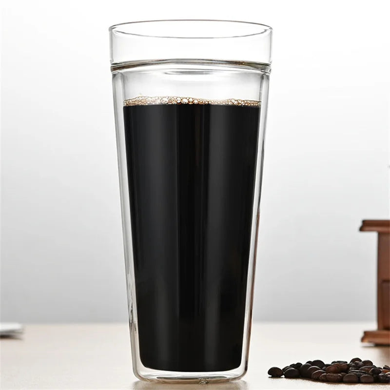 Large Capacity 400/800ml Heat-resistant Double Wall Glass Coffee Mug Espresso Cup American Latte Cappuccino Tea Water Cup